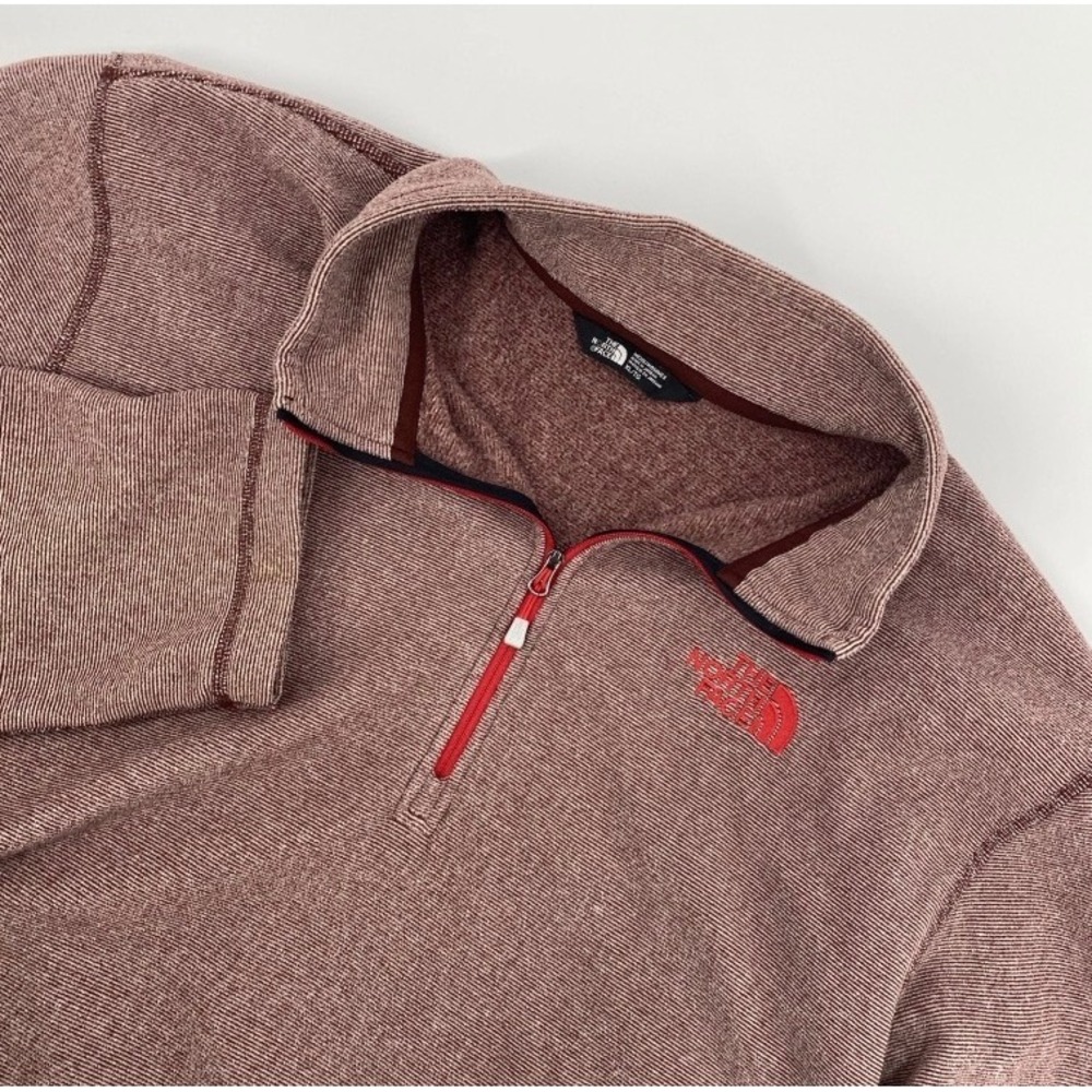 The North Face Pullover Men XL Burgundy Striped 1/4 Zip Fleece Outdoors Fall